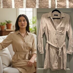 NEW A&F (M) Flannel Shirt Dress Abercrombie Long Sleeve Button Up Dress with Tie